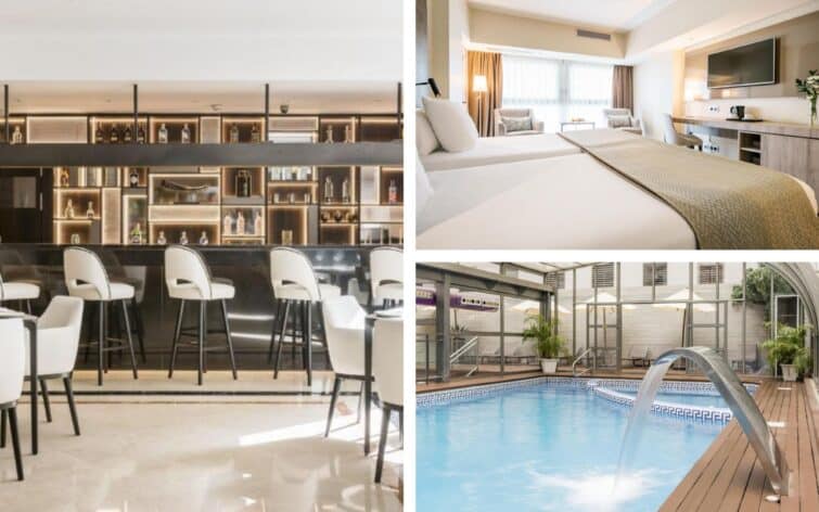 L'hôtel Ilunion Malaga situé en bord de mer possède des chambres lumineuses, une piscine ainsi qu'une grande salle de restaurant.