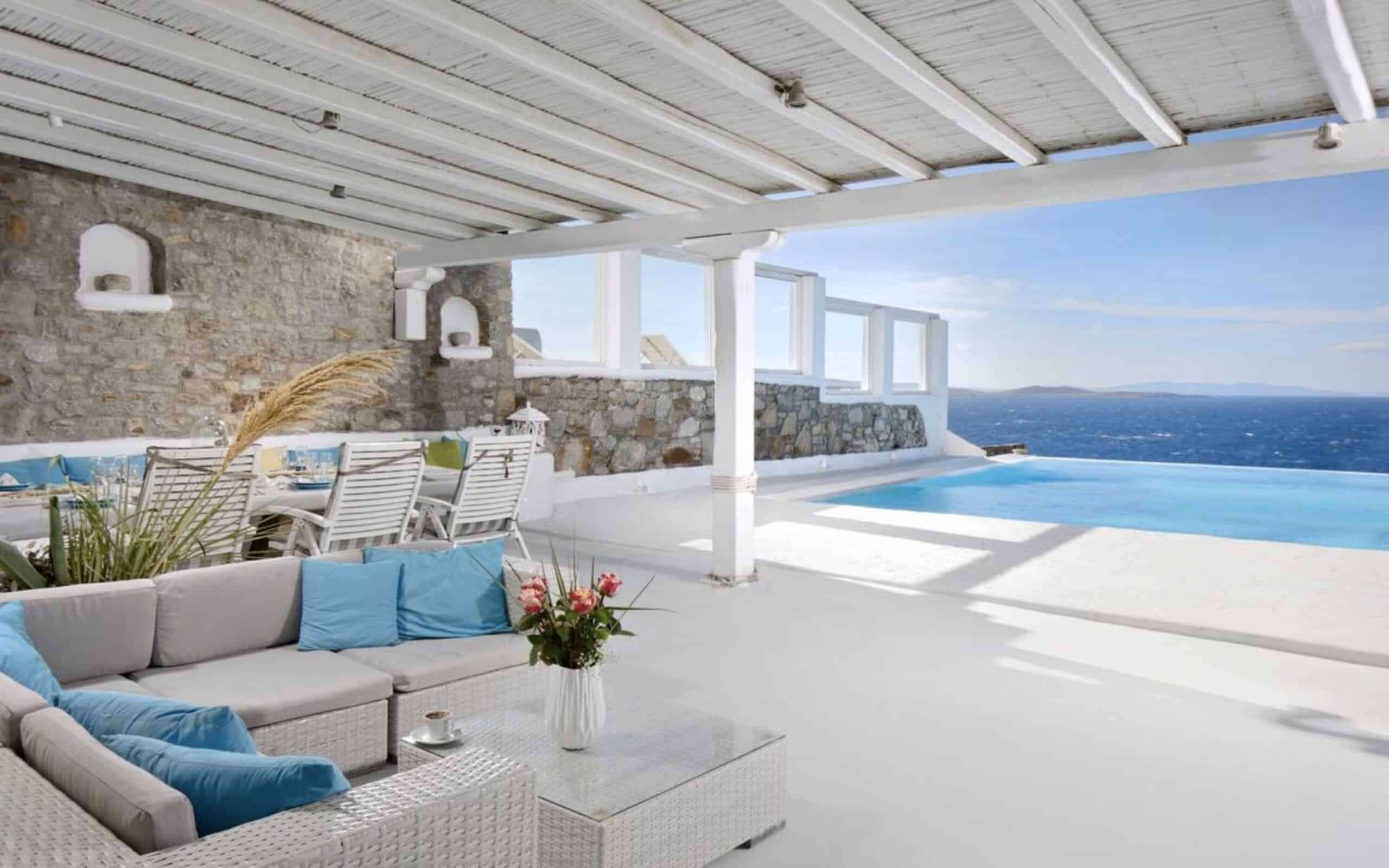 Villa Mykonos avec piscine et magnifique vue sur la mer Égée