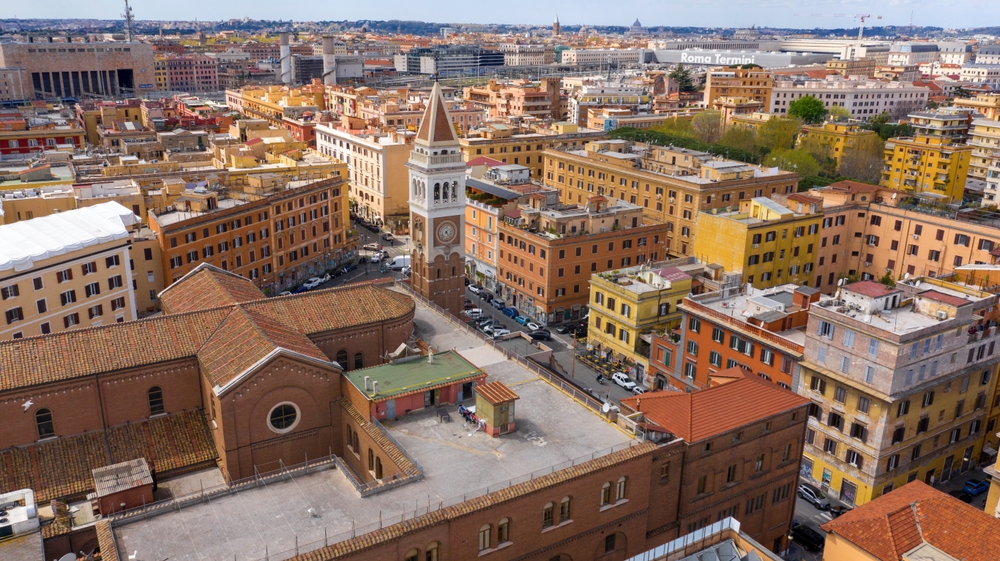 Vue aérienne du Quartier San Lorenzo à Rome