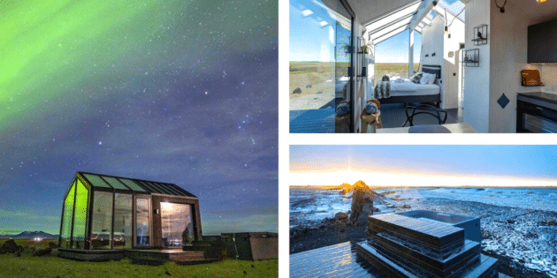 Airbnb Islande : Chalet en verre où voir les aurores boreales