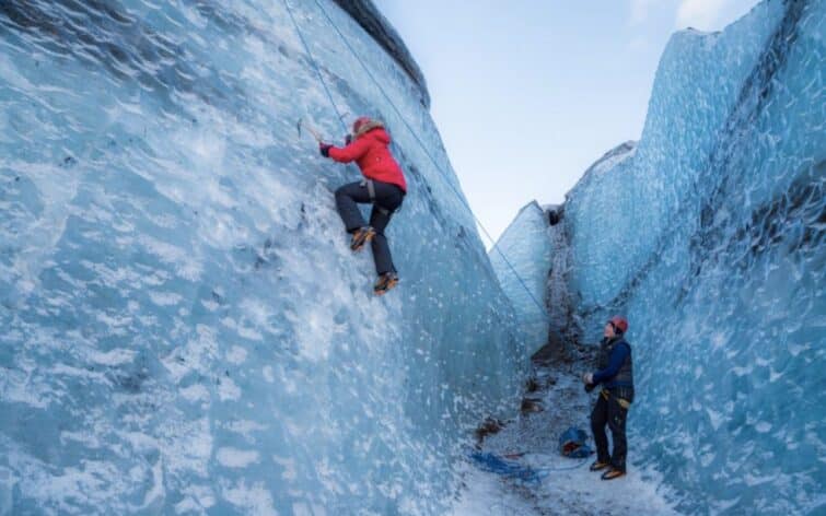 escalade mur de glace glacier islande