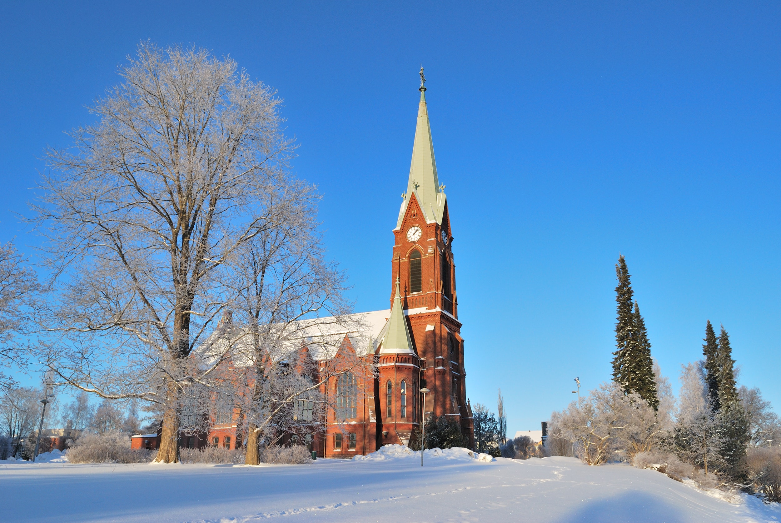 Mikkeli, Finland. Lutheran Cathedral in a sunny winter day