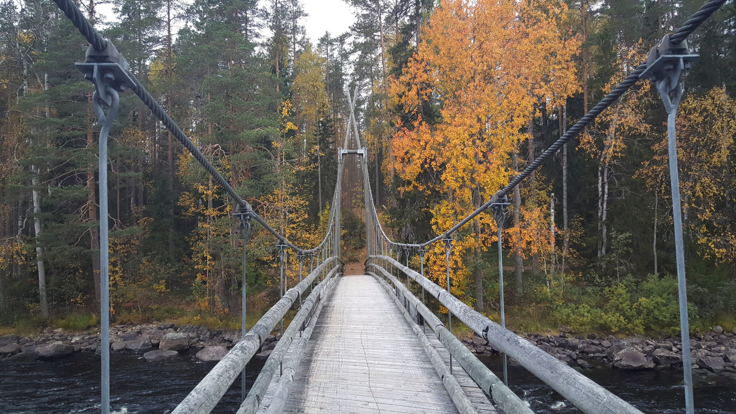 Bridge over a river in Patvinsuo National Park Finland