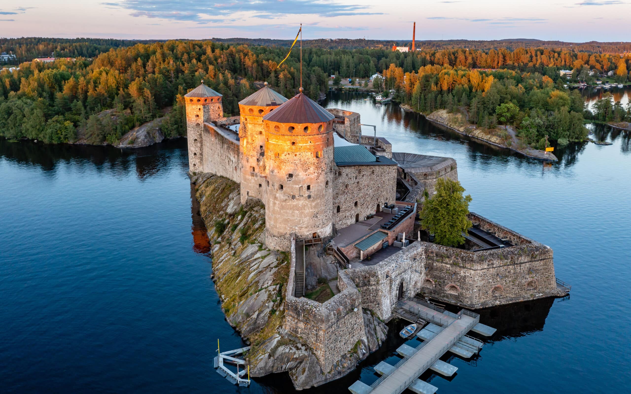 Vue aérienne du château d'Olavinlinna, Savonlinna, Finlande