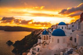 coucher de soleil île de santorin Grèce
