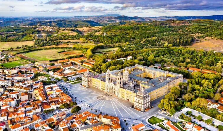 Vue aérienne du Palais de Mafra, Portugal