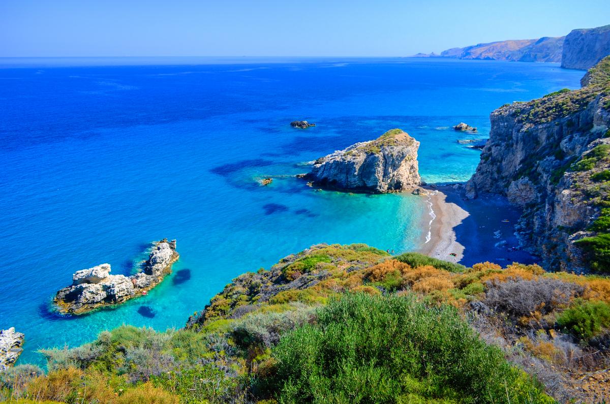 plage de Kaladi en été, île de Cythère, Grèce