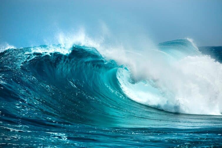 vagues à surfer dans l'océan