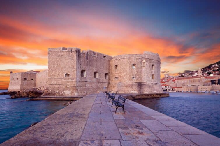Coucher de soleil à Dubrovnik en Croatie