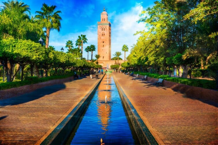 Le minaret de la mosquée Koutoubia dans la médina de Marrakech
