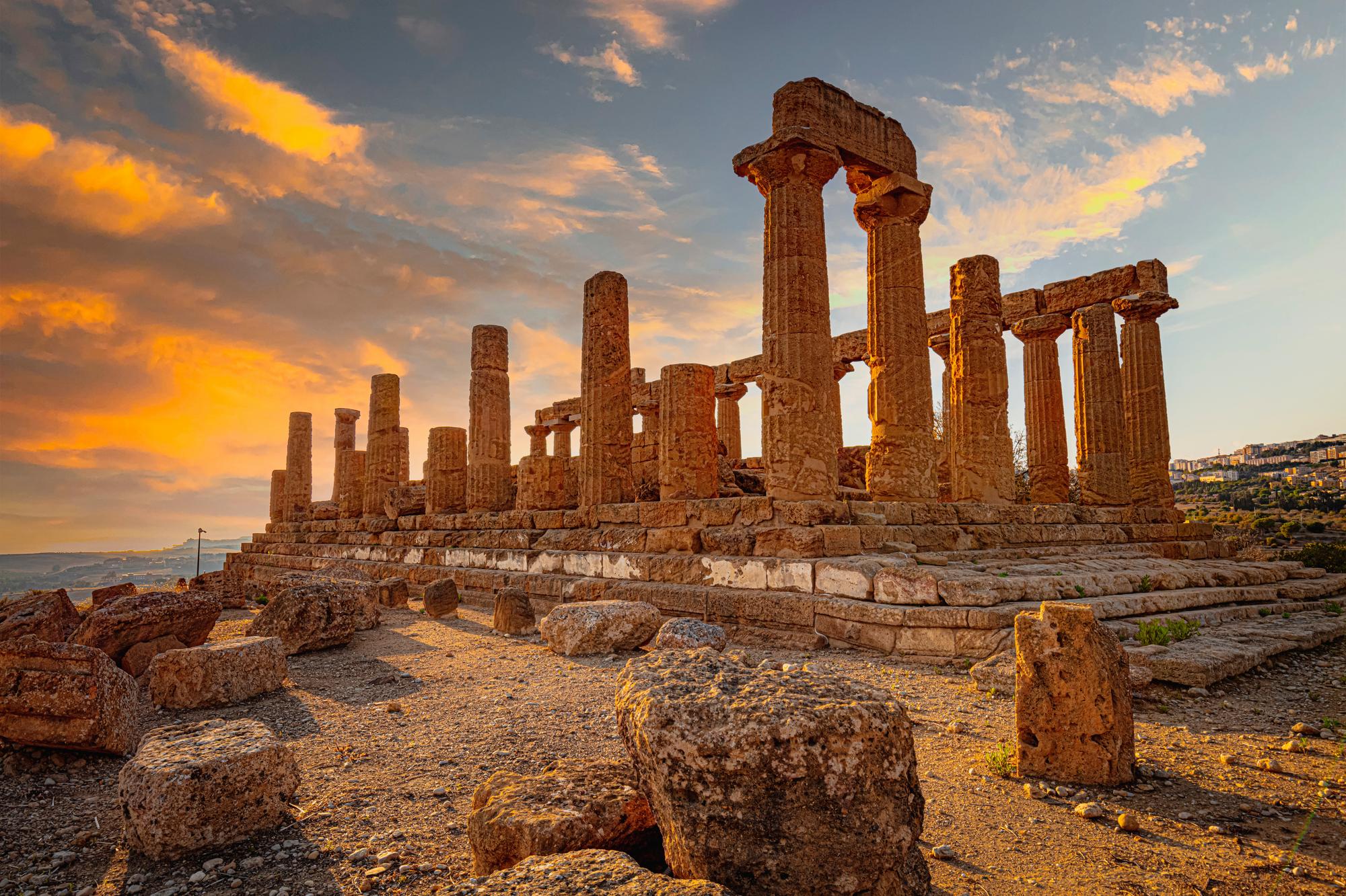 Le temple grec de Juno à​ ​Agrigente en Sicile
