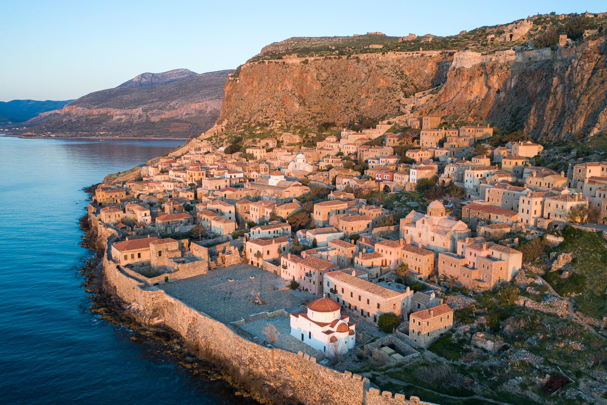 Vue aérien du village de Monemvasia en Grèce