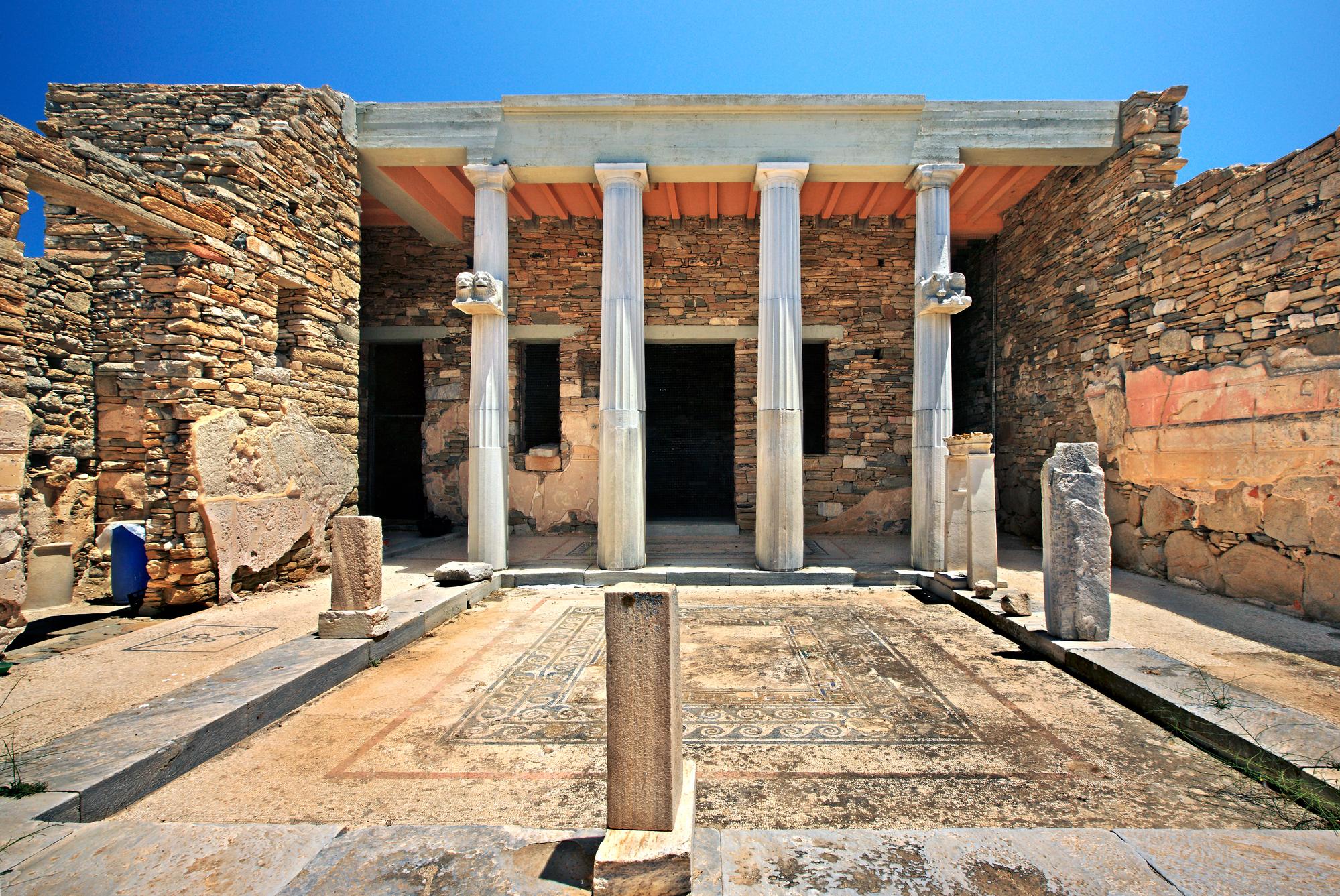 Vestiges sur l'île de Délos, Cyclades, Grèce