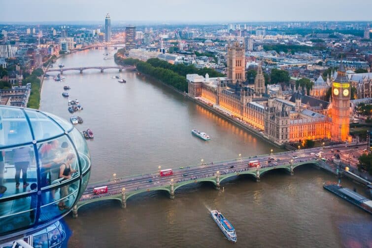Vue sur Londres et la Tamise depuis le London Eye