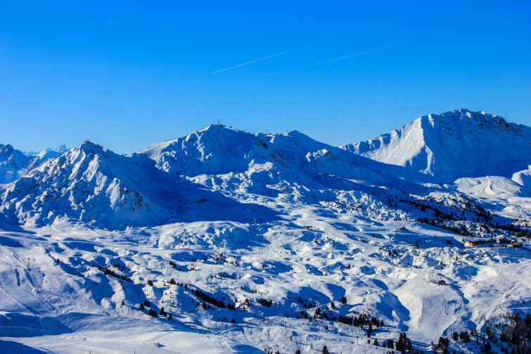 Vue sur la station de ski de La Plagne, France