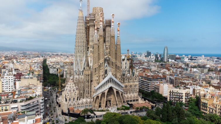 Vue aérienne de la Sagrada Familia