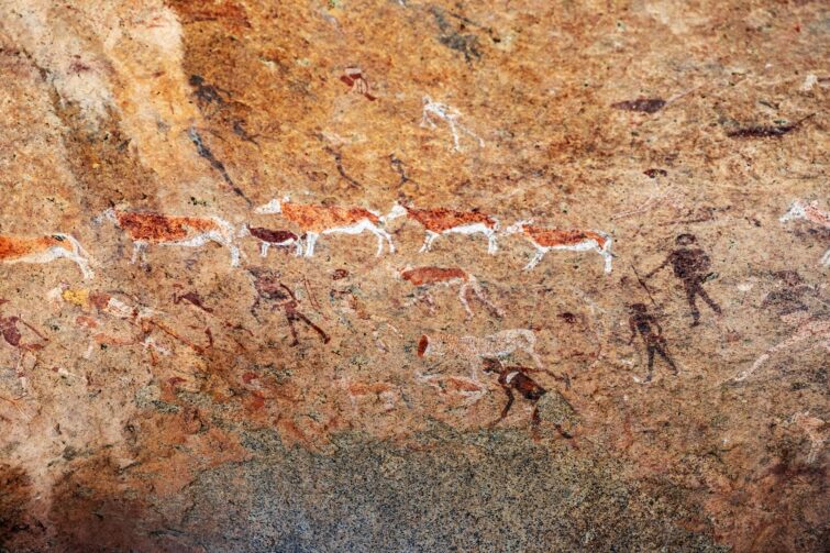 Des peintures rupestres de l'oasis du ravin de Numas en Namibie