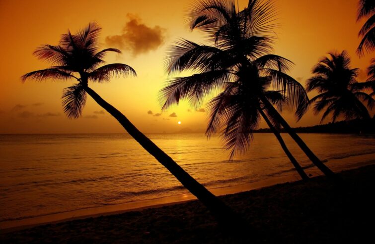 Le coucher de soleil à l'anse Marigot en Martinique