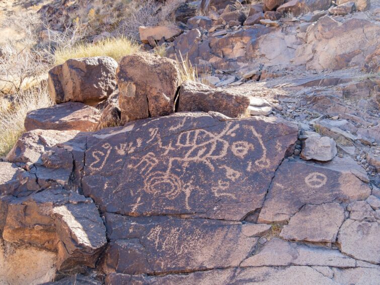 Dessin sur le sentier du Petroglyph Canyon Trail
