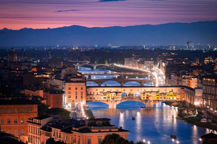 Fleuve Arno au crépuscule, Florence