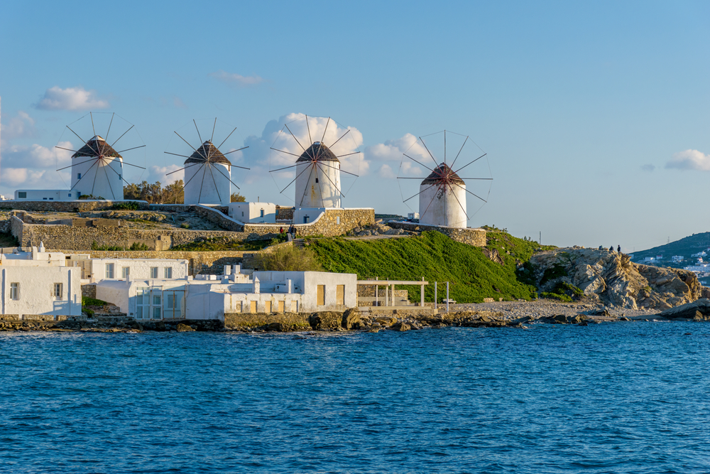 moulins à vent de la Petite Venise à Mykonos