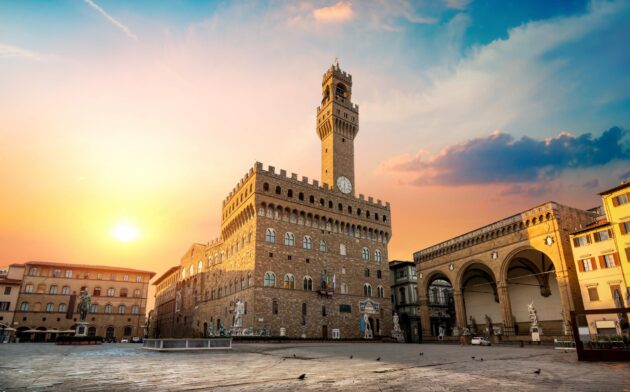 Palazzo Vecchio au lever du soleil, Florence