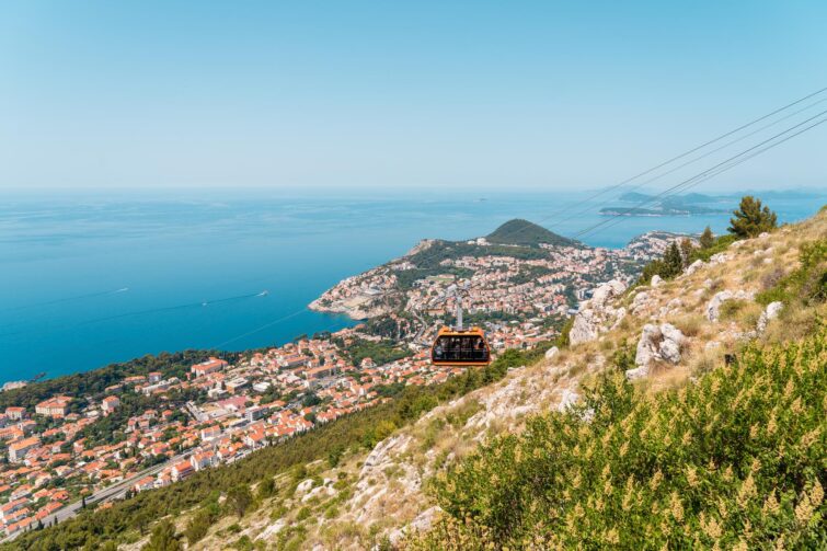 Vue aérienne de Dubrovnik, Croatie, depuis le téléphérique du mont Srđ