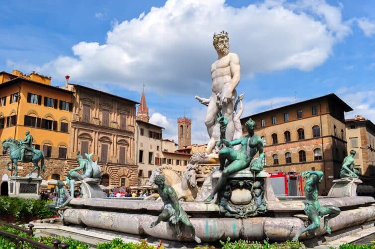 Fontaine de Neptune sur la place de la Signoria à Florence, Italie