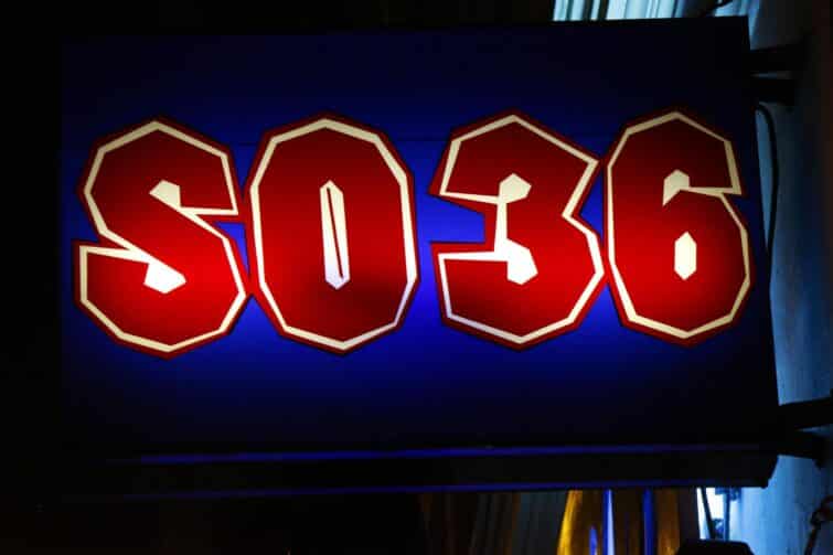 Logo du club SO36 à Berlin, photographié en octobre 2016