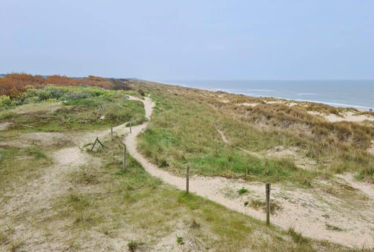 Sentier à travers les dunes de sable près de De Haan, Bruges