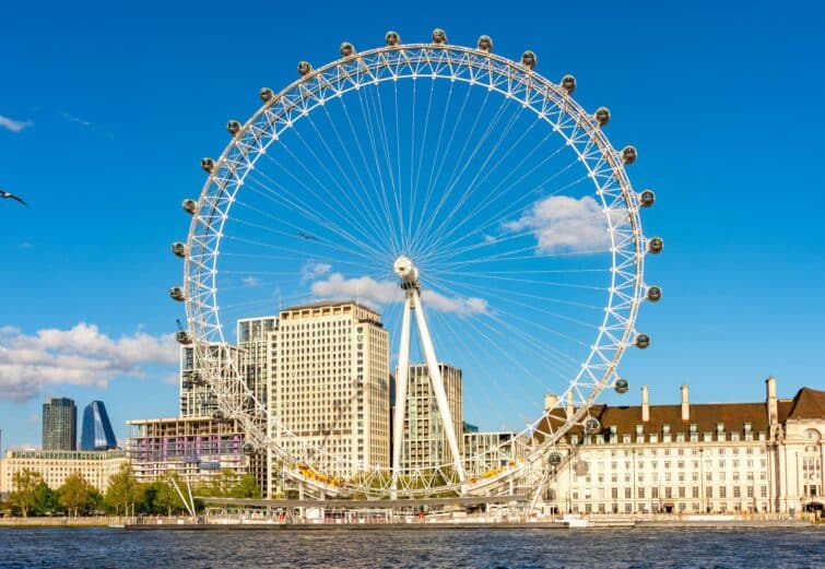 Vue panoramique du London Eye à Londres, capturée un jour ensoleillé