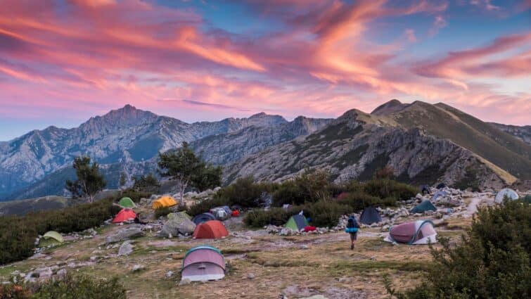 Campement de Petra Piana sur le sentier de randonnée GR20 en Corse