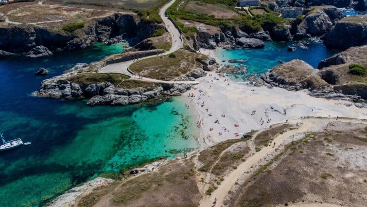 Vue aérienne de la Pointe des Poulains à Belle-Île-en-Mer, Bretagne