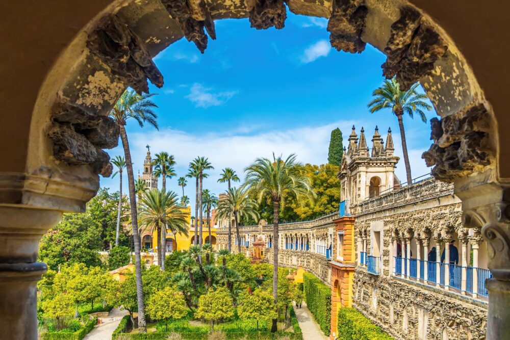 Jardins de l'Alcázar de Séville vus depuis une des terrasses
