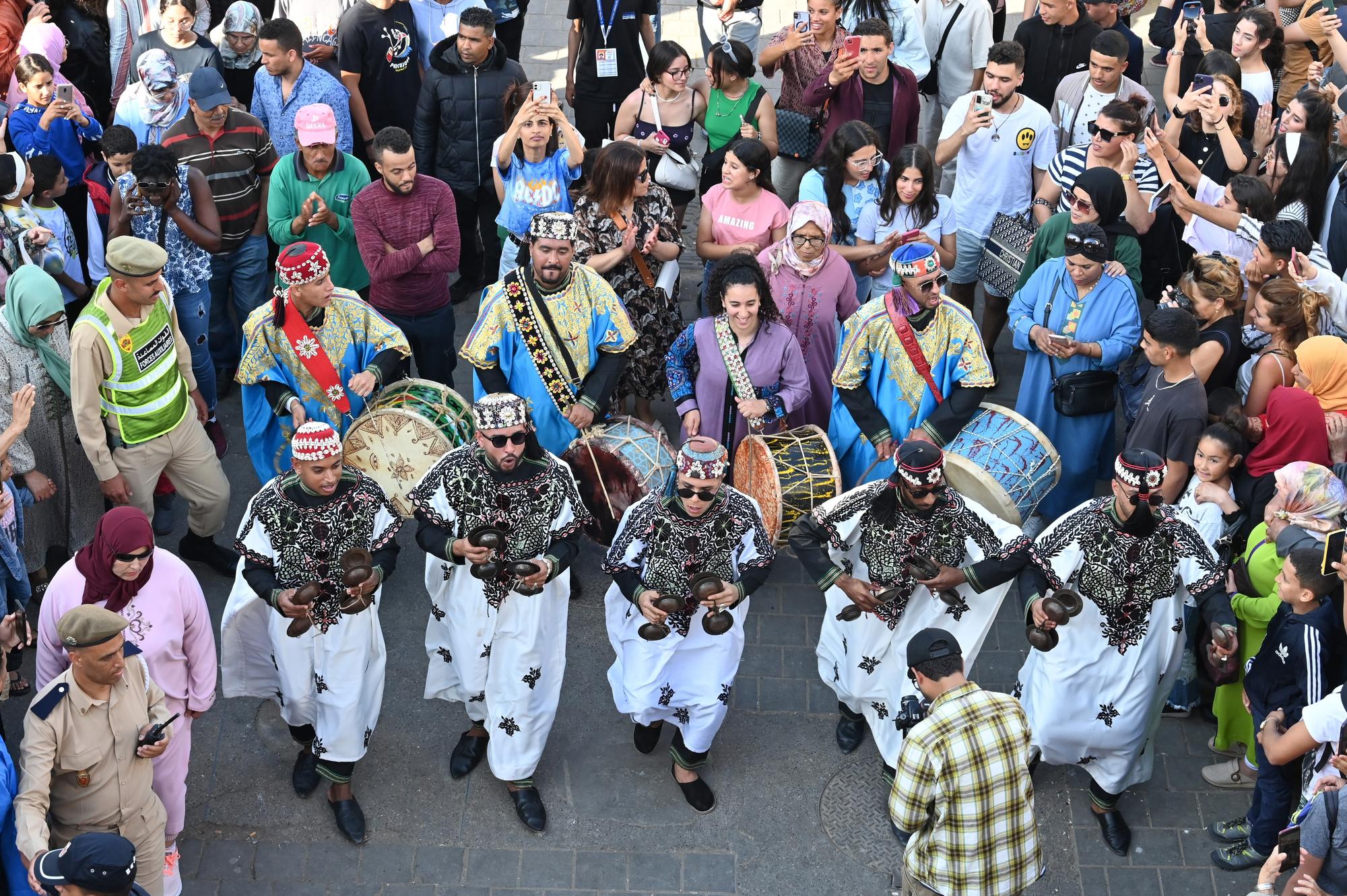 Parade d'ouverture du Festival de musique du monde de Gnaoua à Essaouira, Maroc, 22 juin 2023