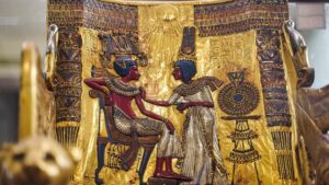 Antiquités égyptiennes, trône doré de Toutankhamon, Musée du Caire