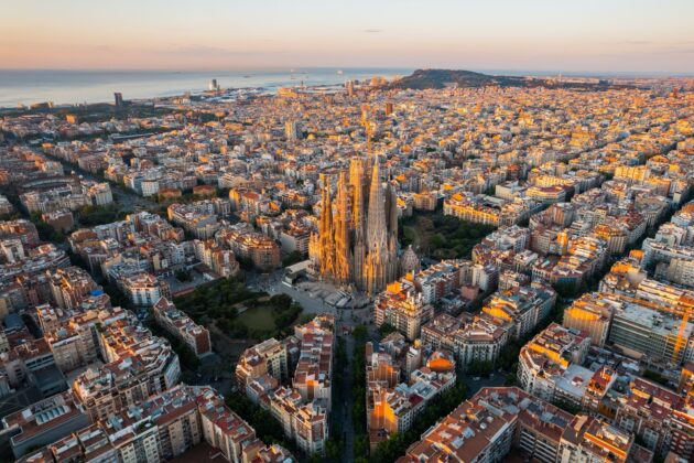 Barcelone Eixample vue aérienne quartier résidentiel