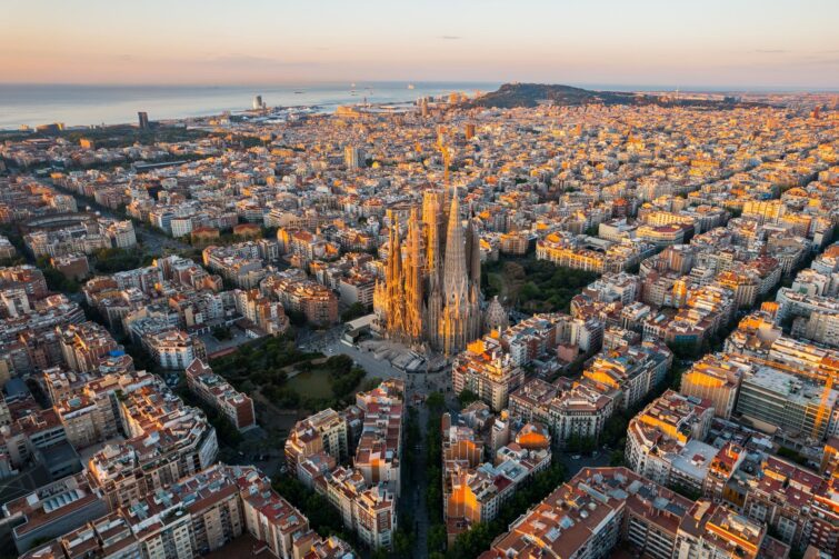 Barcelone Eixample vue aérienne quartier résidentiel