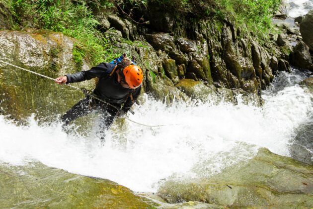 Canyoning dans le canyon de la Besorgues en Ardèche, France