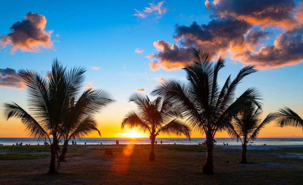 Coucher de soleil sur la plage de Flic en Flac