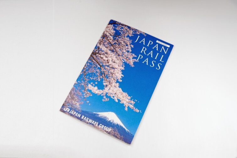 Japan Rail Pass ticket on white background