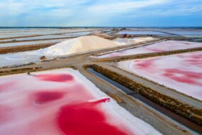 Les salins d'Aigues-Mortes sont célèbres pour leur couleur rose et leur emplacement au pied de la muraille de la ville