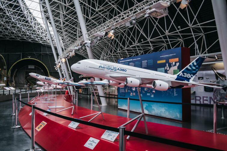 Modèles d'Airbus au musée de l'Aéroscopie près de Toulouse