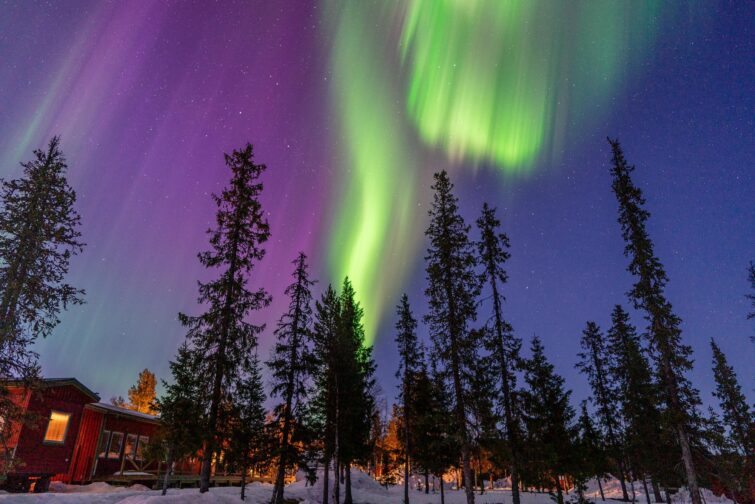 Observation des aurores boréales à Kiruna en Suède