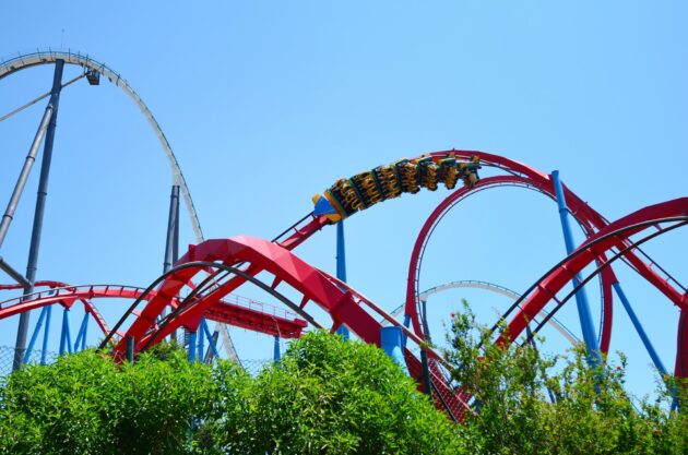 Roller coaster Red Force à Ferrari Land, PortAventura World, Espagne