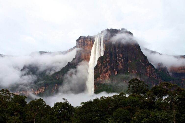 Salto Ángel waterfall in Venezuela after a rainy night