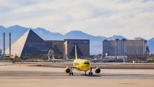 La vue sur les casinos depuis l'aéroport de Las Vegas