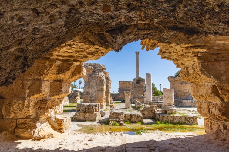 Les ruines des thermes d'Antonin à Carthage, Tunisie, vestiges de l'Empire romain