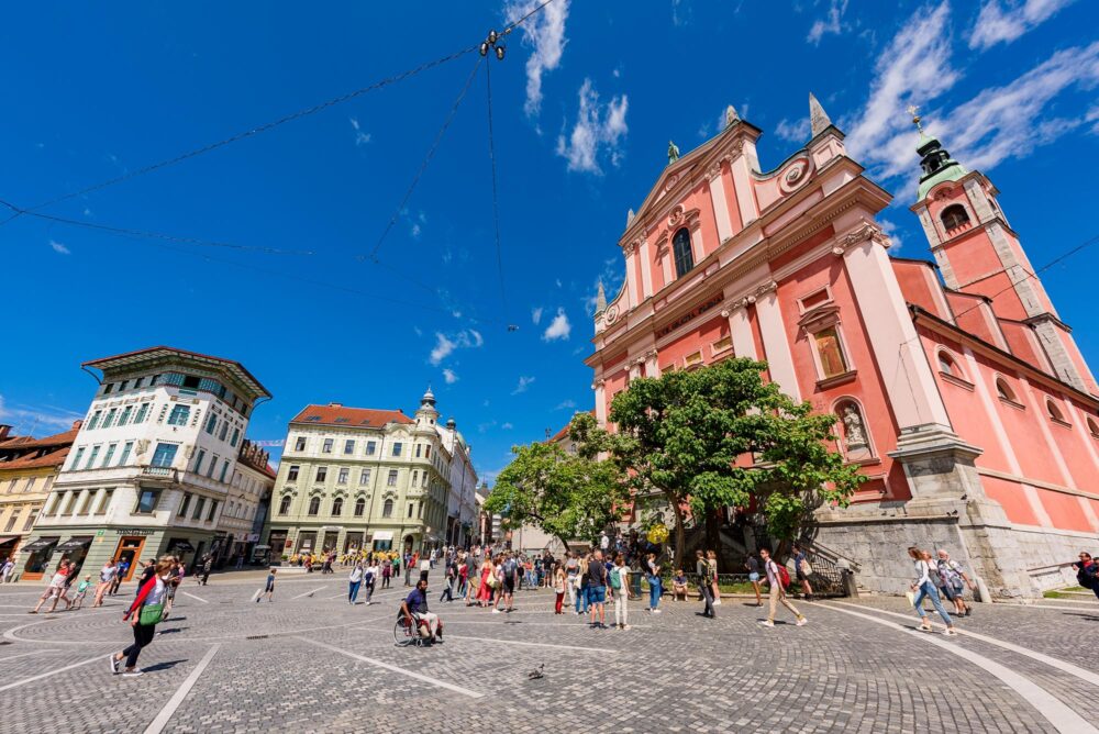La place Prešeren dans le centre historique de Ljubljana