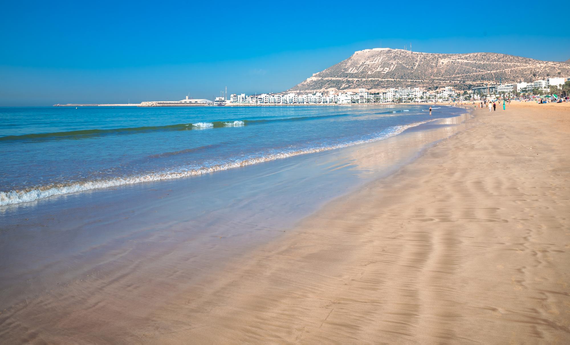 La plage d’Agadir, Maroc